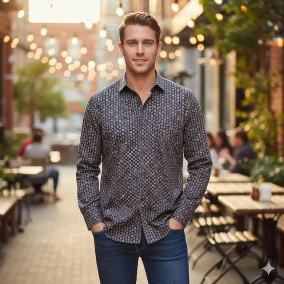 Fellows United Other - Fellows United Men's Quiet Lux Geometric Button Down Dress Shirt Size Large